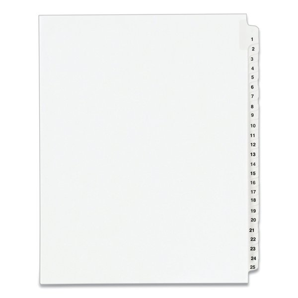 Avery Dennison Index Side Tab 8-1/2 x 11", #1-25, White, PK25 01330